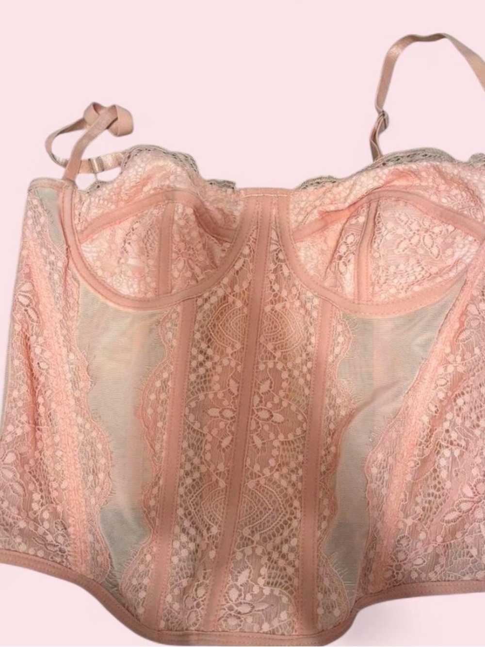 Amazon Pink Lace Longline Bustier Bra